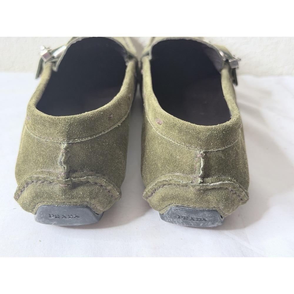 Prada Suede Driving Loafers Moccasins Shoes US 9/EU 39.5 Olive Green Old Money - Picture 10 of 16